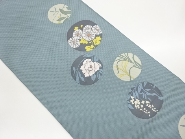 SALE!! JAPANESE KIMONO / FUKURO OBI / WOVEN ROUNDEL FLOWER 