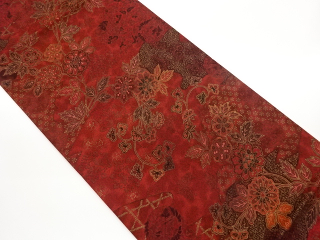 SALE!! JAPANESE KIMONO / FUKURO OBI / ZENTSU / KINSAI / ARABESQUE FLOWER & SAYAGATA 
