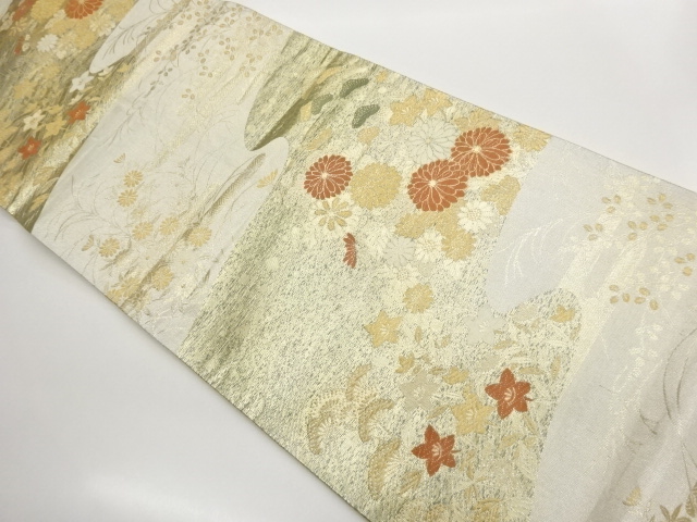 SALE!! JAPANESE KIMONO / FUKURO OBI / KYUHYAKU SAGANISHIKI / WOVEN PLANT 