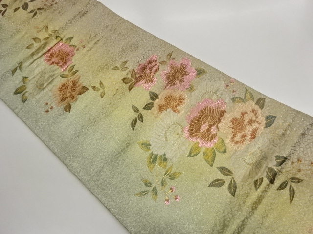 SALE!! JAPANESE KIMONO / FUKURO OBI / WOVEN FLOWER & LEAF 