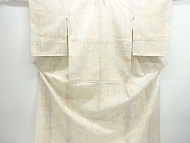 SALE!! JAPANESE KIMONO / ANTIQUE KIMONO / SILK / FOR SUMMER / TOKAMACHI TSUMUGI / WOVEN FLORAL PLANTS