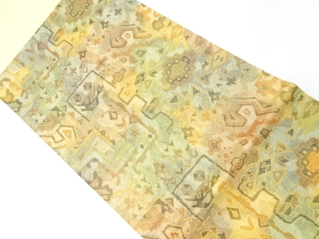 SALE!! JAPANESE KIMONO / HIRAKI NAGOYA OBI / WOVEN ABSTRACT PATTERN 