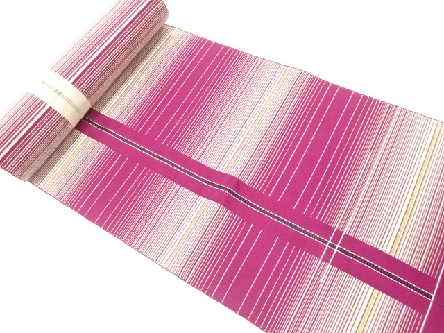 SALE!! JAPANESE KIMONO / ANTIQUE BOLT FOR HASSUN OBI / WOVEN STRIPE