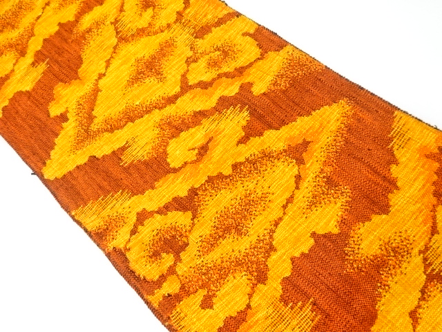 SALE!! JAPANESE KIMONO / NAGOYA OBI / MAWATA TSUMUGI / WOVEN ABSTRACT PATTERN 