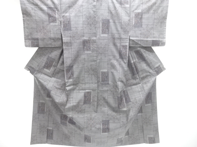 SALE!! JAPANESE KIMONO / DORO OSHIMA TSUMUGI (5 maruki) / WOVEN KASURI & PLANT 