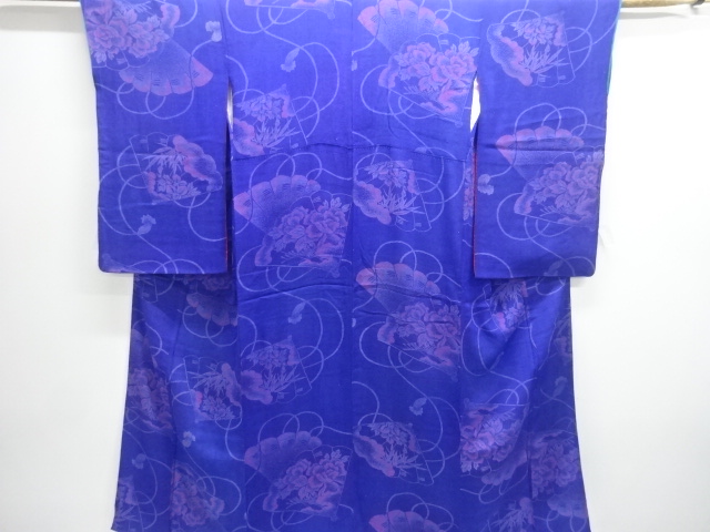 SALE!! JAPANESE KIMONO / ANTIQUE KIMONO / SILK / KINSHA / FAN WITH PEONY