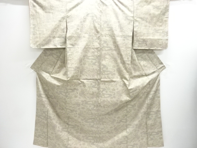 SALE!! JAPANESE KIMONO / UNUSED DORO OSHIMA TSUMUGI / WOVEN STREAM WATER 