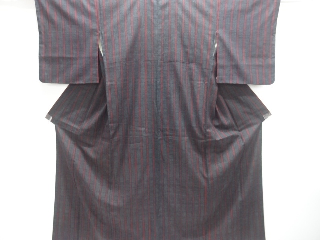 SALE!! JAPANESE KIMONO / ANTIQUE KIMONO / SILK / YUKI TSUMUGI / WOVEN STRIPE