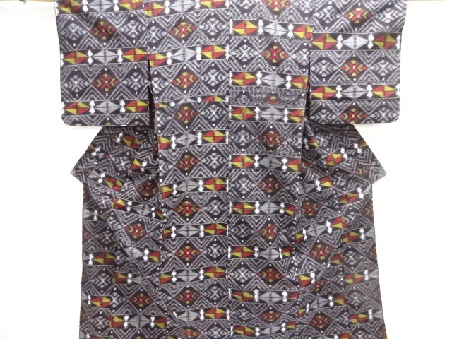 SALE!! JAPANESE KIMONO / ANTIQUE COTTON AUTHENTIC KURUME KASURI GEOMETRIC PAT
