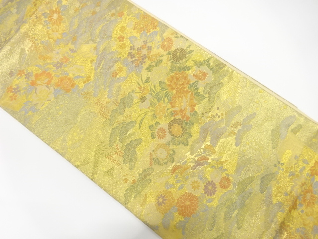 SALE!! JAPANESE KIMONO / ANTIQUE FUKURO OBI / SILK / WOVEN FLOWER & STREAM