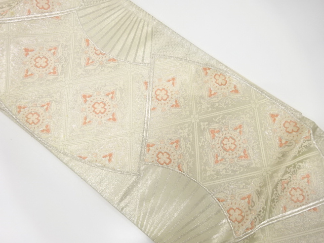 SALE!! JAPANESE KIMONO / ANTIQUE FUKURO OBI / SILK / WOVEN FLORAL CREST