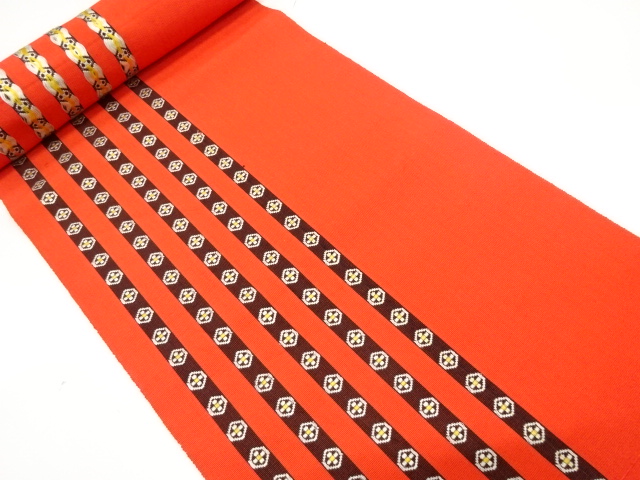 SALE!! JAPANESE KIMONO / ANTIQUE BOLT FOR HASSUN OBI / WOVEN FLOWER & STRIPE