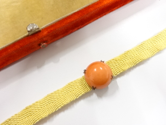 Antique K18 Hon Coral Au75.98% Obidome (approx. 4.20g)