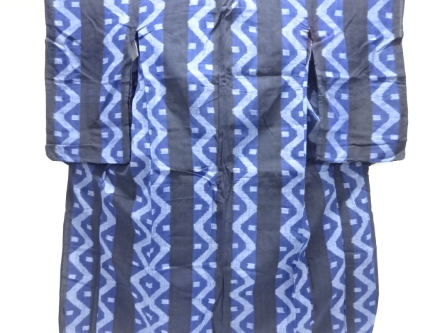 JAPANESE KIMONO / ANTIQUE KIMONO / RYUKYU / WOVEN GEOMETRIC
