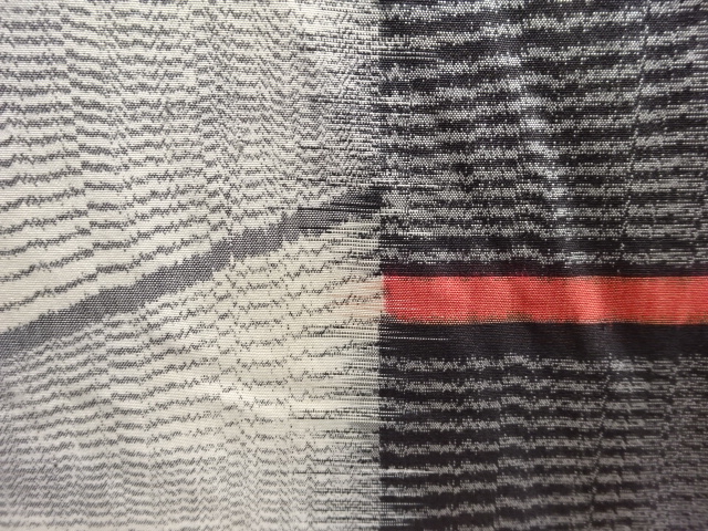 SALE!! JAPANESE KIMONO / ANTIQUE KIMONO / SILK / MEISEN / WOVEN ABSTRACT STRIPE