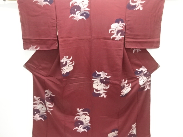 SALE!! JAPANESE KIMONO / ANTIQUE OMESHI / TAISHO ROMAN STYLE / WOVEN FLORAL PLANTS