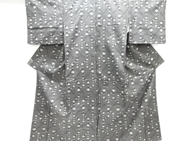 SALE!! JAPANESE KIMONO / TOKAMACHI TSUMUGI / WOVEN FLOWER &amp; GEOMETRIC PATTERN 