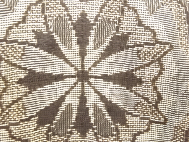 SALE!! JAPANESE KIMONO / ANTIQUE KIMONO / SILK / DORO OSHIMA TSUMUGI / WOVEN FLORAL CREST