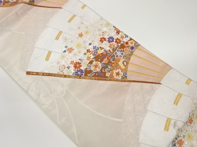SALE!! JAPANESE FUKURO OBI / WOVEN FOLDING FAN PATTERN