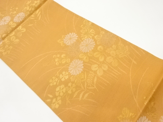 SALE!! JAPANESE FUKURO OBI FOR SUMMER / WOVEN AUTUMN FLOWERS