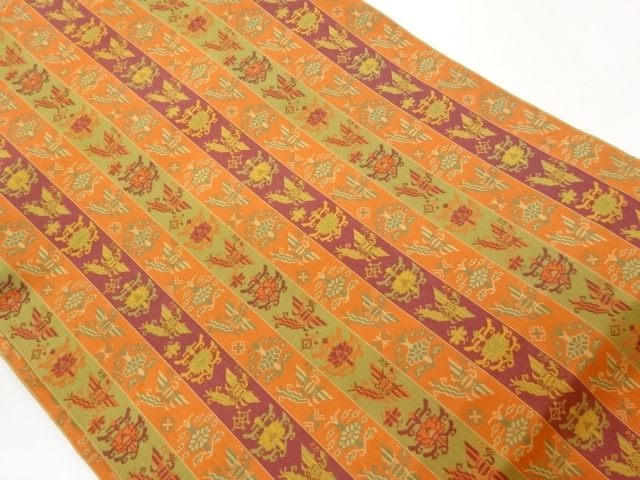 SALE!! JAPANESE NAGOYA OBI / WOVEN FLOWER & BIRD