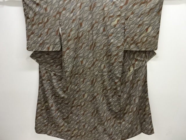 SALE!! JAPANESE KIMONO / SILK / TAISHO ROMAN STYLE / WOVEN DIAGONAL WAVY STRIPE