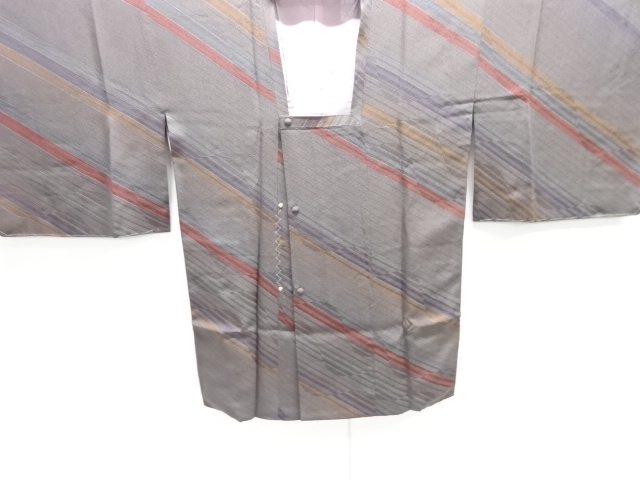 SALE!! JAPANESE KIMONO / UNUSED MICHIYUKI COAT / SILK / DIAGONAL STRIPE