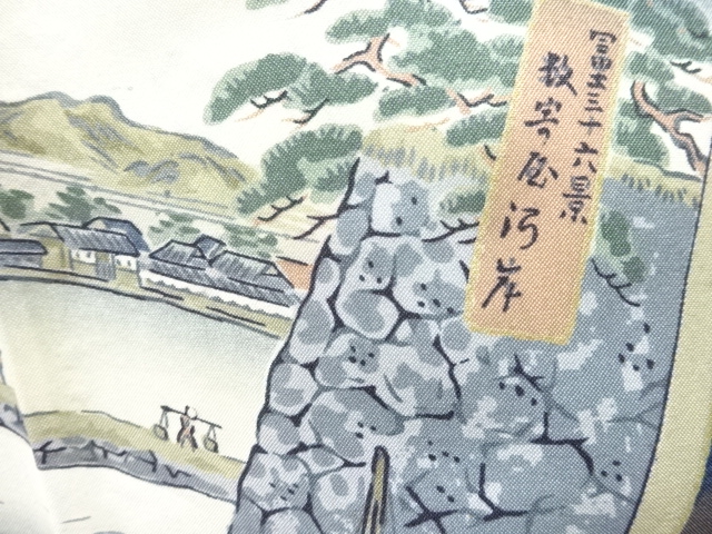 SALE!! JAPANESE KIMONO / ANTIQUE MENS JUBAN / SILK / 36 VIEWS FROM MT.FUJI