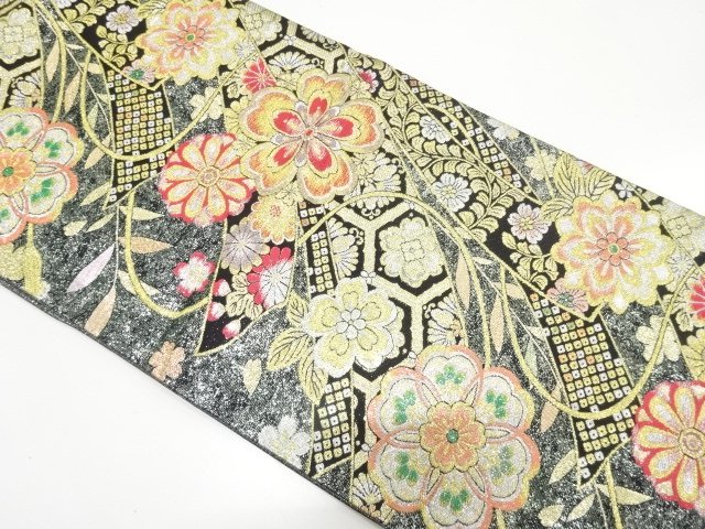 SALE!! JAPANESE KIMONO / FUKURO OBI FOR FURISODE / SILK / WOVEN NOSHI & SAKURA & KIKU