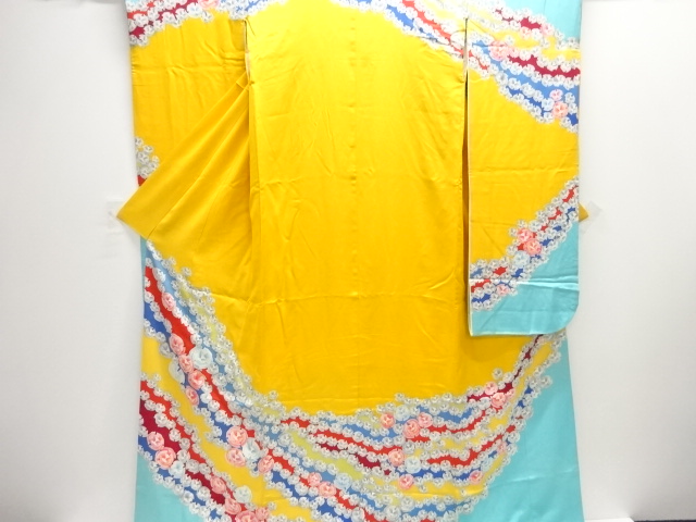 SALE!! JAPANESE KIMONO / KAKESHITA FOR BRIDES / SILK / ABSTRACT FLOWERS