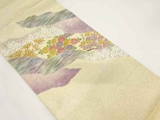 SALE!! JAPANESE KIMONO / ANTIQUE FUKURO OBI / SILK / EMBROIDERY / UME & KIKU
