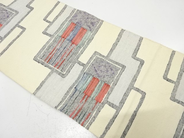 SALE!! JAPANESE KIMONO / HAND WOVEN MAWATA TSUMUGI MASU / CLASSIC PATTERN WOV