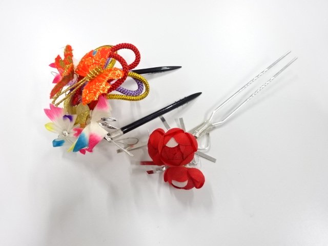 SALE!! JAPANESE KIMONO / ANTIQUE PINCHED WORK HAIR ACCESSORY SET