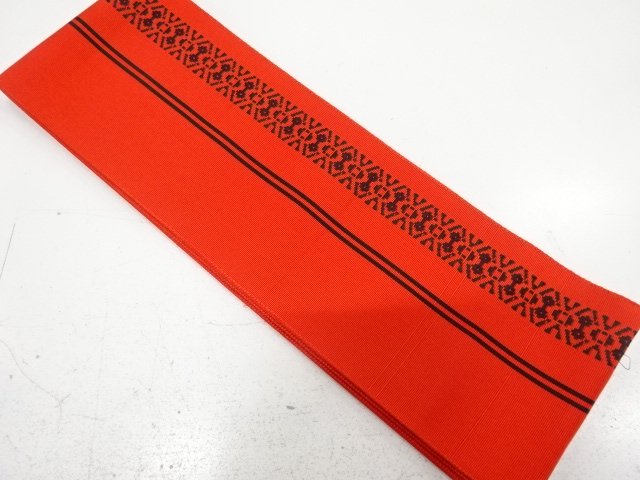SALE!! Half-width obi with stripes and an interwoven dedication pattern