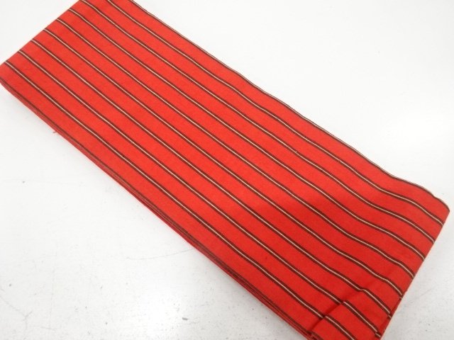 SALE!! Cotton pongee half-width obi with woven stripe pattern