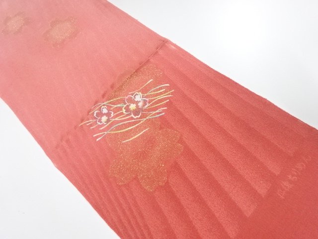 JAPANESE KIMONO / GREAT VALUE UNUSED TANGO CHIRIMEN EMBROIDERY OBIAGE