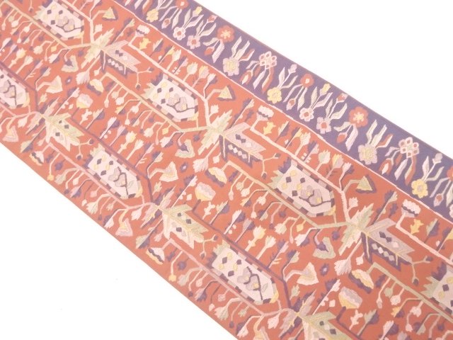 SALE!! JAPANESE FUKURO OBI / WOVEN FLORAL SARASA