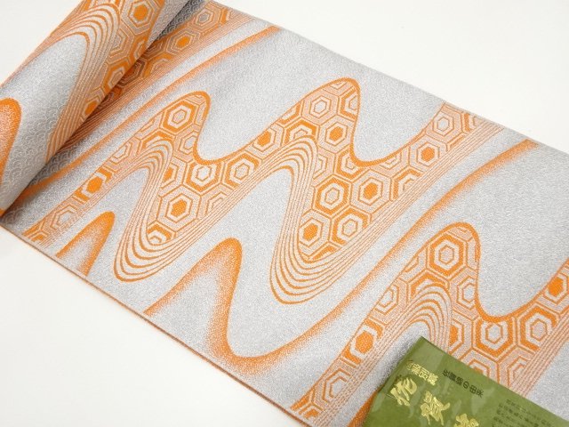 SALE!! JAPANESE KIMONO / ANTIQUE OVERLAPPING TORTOISESHELL PATTERN WOVEN FLOW