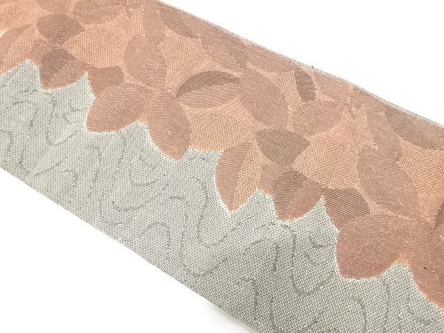 SALE!! JAPANESE KIMONO / ANTIQUE NAGOYA OBI / WOVEN STREAM & LEAVES