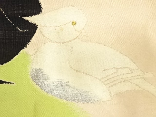 SALE!! JAPANESE KIMONO / ANTIQUE MANDARIN DUCKS / DUCKS PATTERN WOVEN NAGOYA 