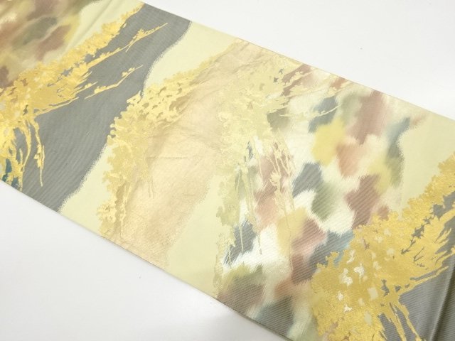 SALE!! JAPANESE KIMONO / ANTIQUE FUKURO OBI / SILK / WOVEN MOUNTAINS