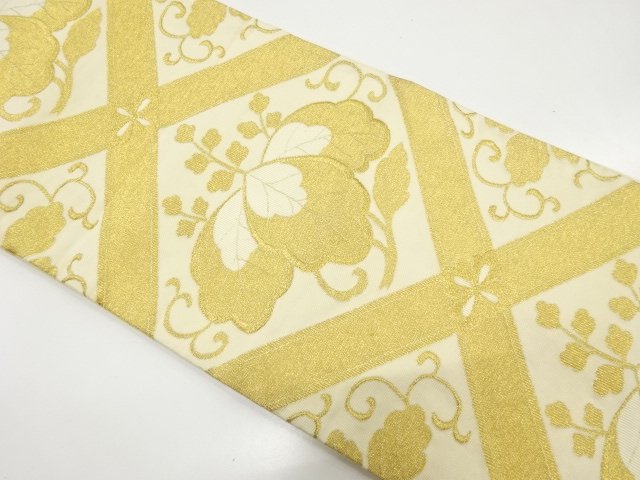 SALE!! JAPANESE KIMONO / ANTIQUE FUKURO OBI / SILK / WOVEN PAULOWNIA ARABESQUE