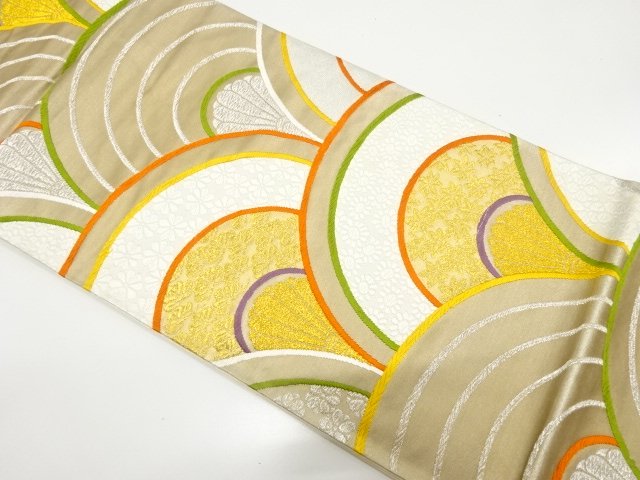 SALE!! JAPANESE KIMONO / ANTIQUE FUKURO OBI / SILK / WOVEN SEIGAIHA & FLOWER