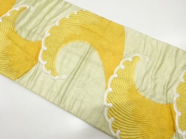 SALE!! JAPANESE KIMONO / ANTIQUE FUKURO OBI / SILK / WOVEN RAGING WAVES