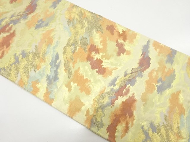 SALE!! JAPANESE KIMONO / ANTIQUE FUKURO OBI / SILK / WOVEN DISTANT MOUNTAIN