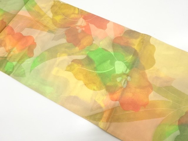 SALE!! JAPANESE KIMONO / ORCHID PATTERN WEAVING FUKURO OBI