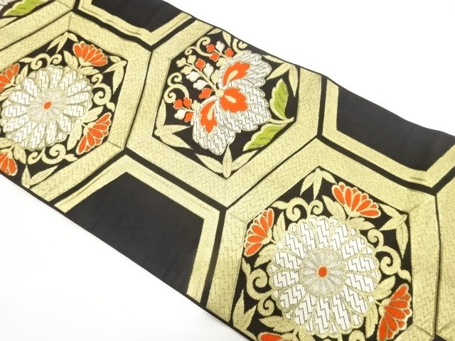 SALE!! JAPANESE KIMONO / ANTIQUE FUKURO OBI / WOVEN PAULOWNIA & KIKU