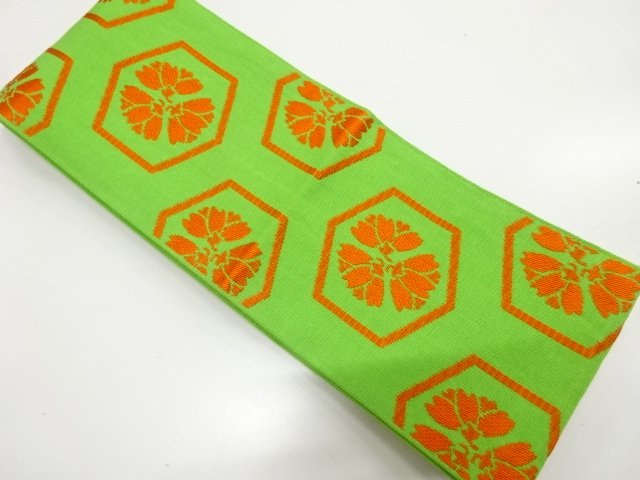 SALE!! JAPANESE KIMONO / HANHABA OBI (FLOWER TORTOISE SHELL PATTERN WEAVING)