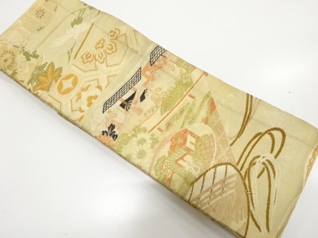 SALE!! JAPANESE KIMONO / ANTIQUE WEAVING A FLORAL PATTERN / A YASHIKI LANDSCA