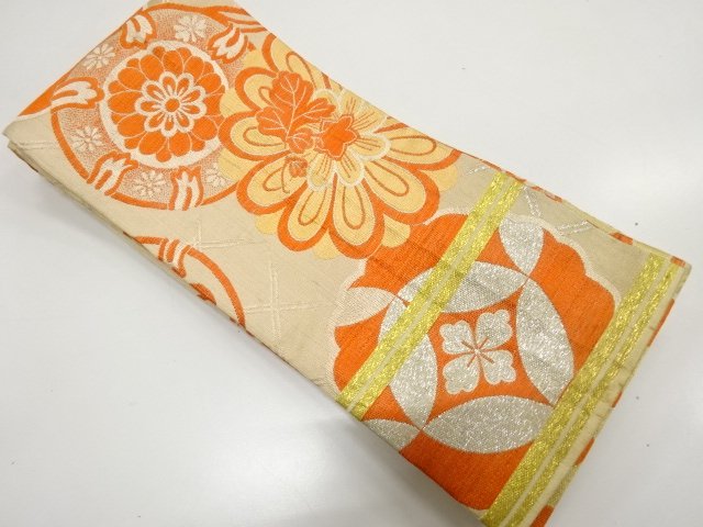 SALE!! JAPANESE KIMONO / ANTIQUE FLOWER DRUM / CLOISONNE PATTERN WOVEN HANHAB